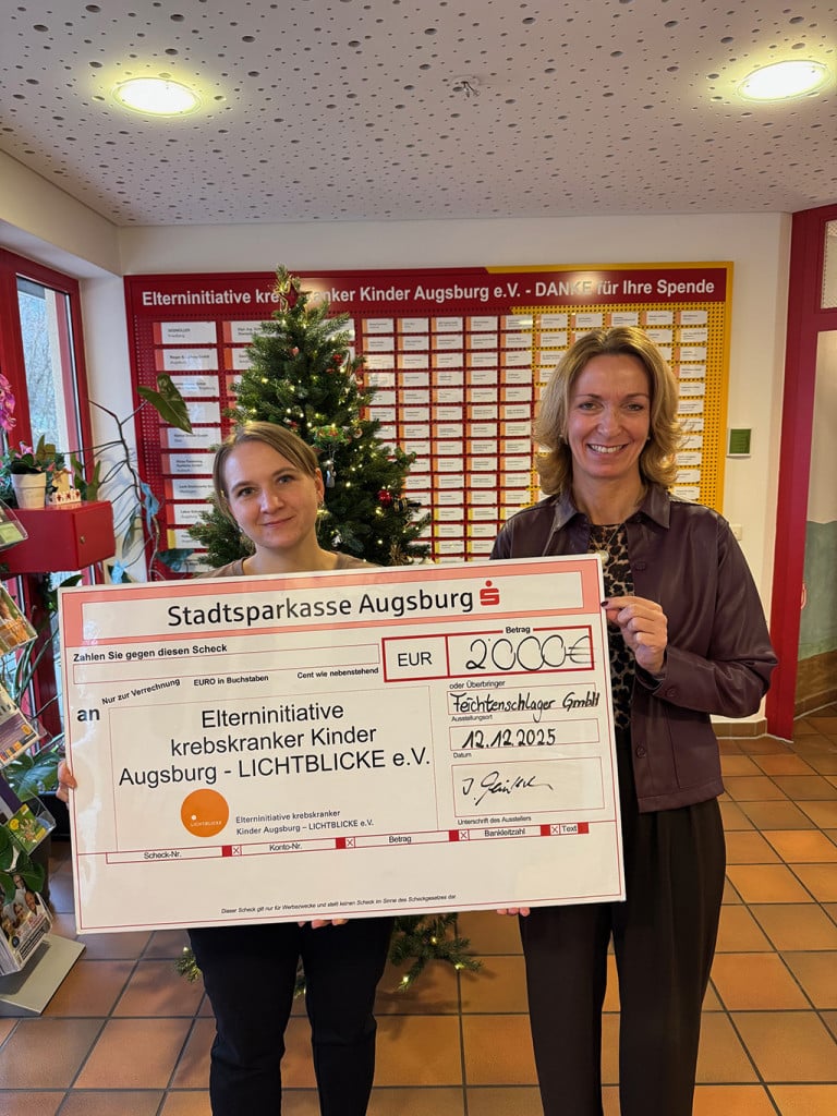 Die Feichtenschlager Edelstahl GmbH aus Neusäß unterstützt auch in diesem Jahr die Elterninitiative krebskranker Kinder in Augsburg mit einer Weihnachtsspende in Höhe von 2.000,- Euro.